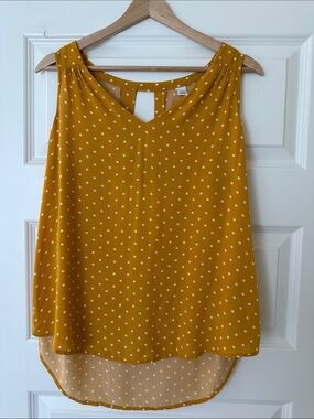 Old Navy Sleeveless Blouse - Mustard Yellow Polka Dot